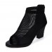Women Casual Mesh Breathable Chunky Heel Hollow Out Peep  toe Pumps Shoes