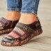  Genuine Leather Handmade Patchwork Comfy Retro Ethnic Pattern Flat Shoes