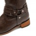 Women Retro Long Square Toe Slip  on Harness Boots