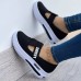 Large Size Women Letter Print Elastic Slip  On Comfy Breathable Mesh Comfy Platform Sneakers