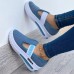 Large Size Women Letter Print Elastic Slip  On Comfy Breathable Mesh Comfy Platform Sneakers