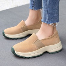 Women Large Size Casual Faux Suede Slip On Chunky Sneakers