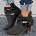 Women Comfortable Round Toe Braided Strap Back  Zip Buckle Casual Ankle Boots