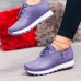 Large Size Women Lace  up Solid Color Casual Sneakers