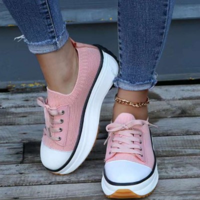 Plus Size Women Casual Lace  up Breathable Comfy Chunky Sneakers