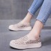 Women Casual Floral Embroidered Lace Platform Lazy Sneakers