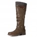 Women’s Winter Warm Wool Leather Cuffed Boots Solid Color Buckle Size  zip Knee High Boots