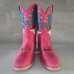 Women Floral Embroidery Square Toe Slip  on Cowboy Boots