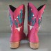 Women Floral Embroidery Square Toe Slip  on Cowboy Boots