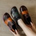 Women Retro Colorblock Handmade Genuine Leather Soft Comfy Wedges Shoes