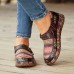  Genuine Leather Handmade Patchwork Comfy Retro Ethnic Pattern Flat Shoes