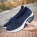 Women Brief Solid Fabric Breathable Soft Rocker Sole Cushioned Casual Sports Shoes