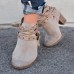 Women Comfortable Round Toe Braided Strap Back  Zip Buckle Casual Ankle Boots