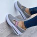 Large Size Women Letter Print Elastic Slip  On Comfy Breathable Mesh Comfy Platform Sneakers