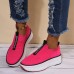 Plus Size Women Casual Elastic Slip  on Comfy Breathable Platform Sneakers