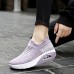 Women Brief Solid Soft Rocker Sole Fabric Cushioned Slip On Comfy Sports Shoes