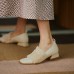 Women Square Toe Fashion Rhinestone Casual Plush Warm Chunky Heels Pumps