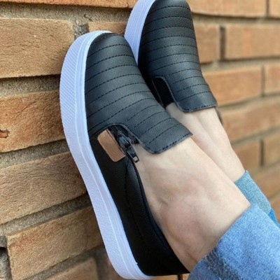 Plus Size Women Comfy Lazy Shoes Casual Zipper Sneakers