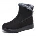 Women Warm Lined Size Zipper Solid Color Ankle Snow Boots