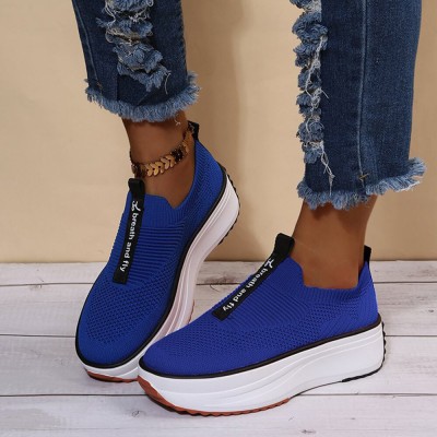 Plus Size Women Casual Elastic Slip  on Comfy Breathable Platform Sneakers