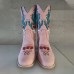 Women Floral Embroidery Square Toe Slip  on Cowboy Boots