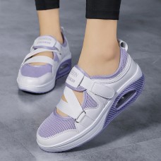 Women Brief Fabric Hollow Out Breathable Soft Sole Cushioned Casual Sports Shoes