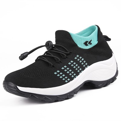 Women Casual Knitted Mesh Lace  up Antiskid Running Shoes