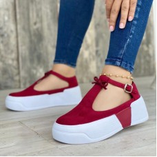 Large Size Women Casual Fashion Hasp Comfy Platform Sneakers