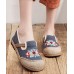 Grey Embroideried Flats Cotton Linen Fabric Boutique  Flat Feet Shoes