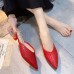 Women Casual Pointed Toe Braided Backless Cone Heels Shoes