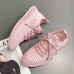 Women Breathable Mesh Lace  Up Running Shoes Casual Solid Color Sneakers