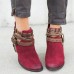 Women Comfortable Round Toe Braided Strap Back  Zip Buckle Casual Ankle Boots