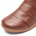 Women Retro Slip Resistant Soft Sole Back Zipper Stitching Flat Ankle Boots