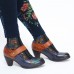 SOCOFY Retro Painting Style Flower Decorated Delicate Buckle Genuine Leather Pumps