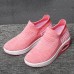 Women Brief Solid Soft Rocker Sole Fabric Cushioned Slip On Comfy Sports Shoes