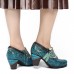 SOCOFY Retro Cloud Pattern Textured Cloth Folkways Genuine Leather Zipper Pumps